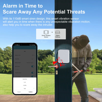 GIRIER Tuya ZigBee Smart Vibration Sensor Wireless