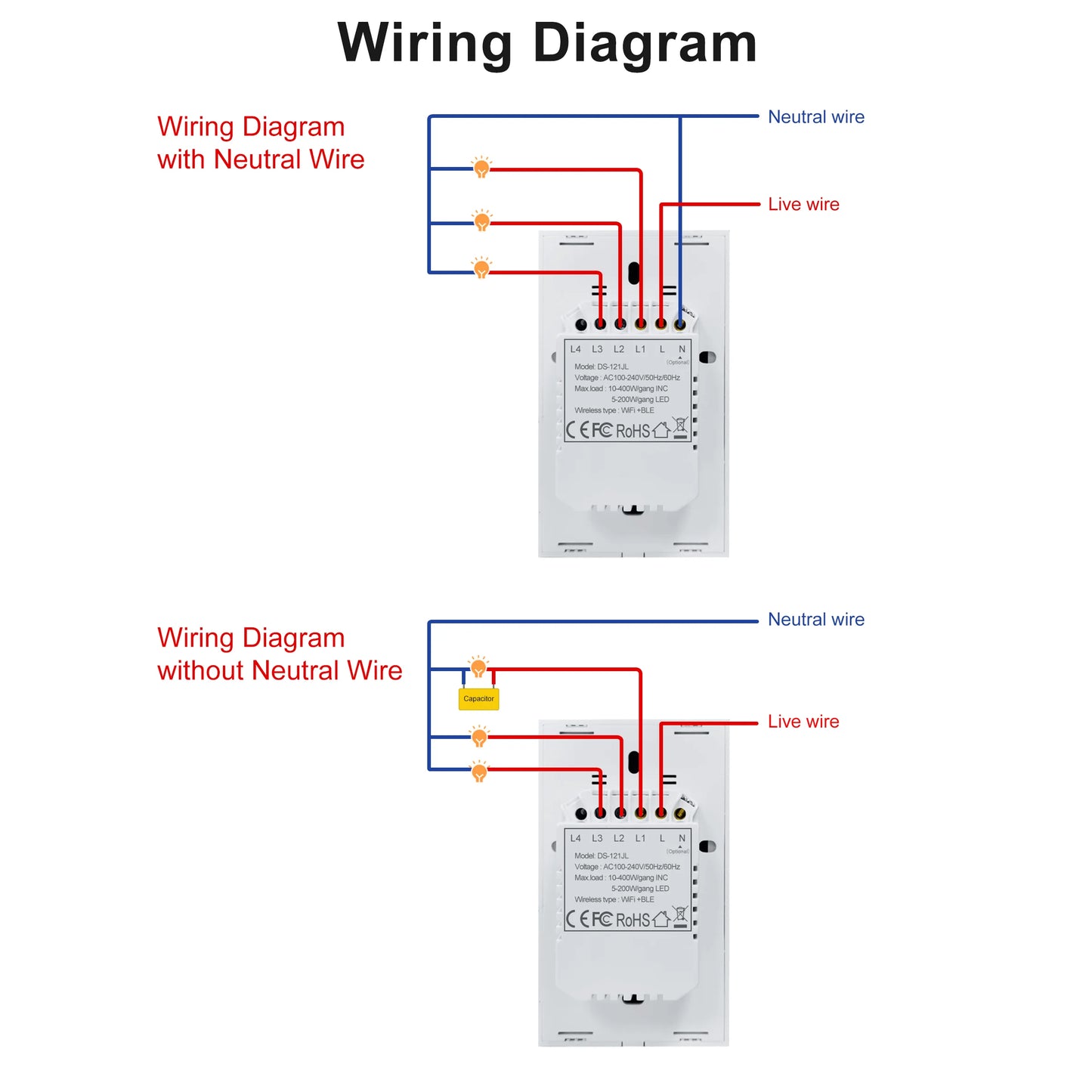 GIRIER No-Neutral Smart Switch