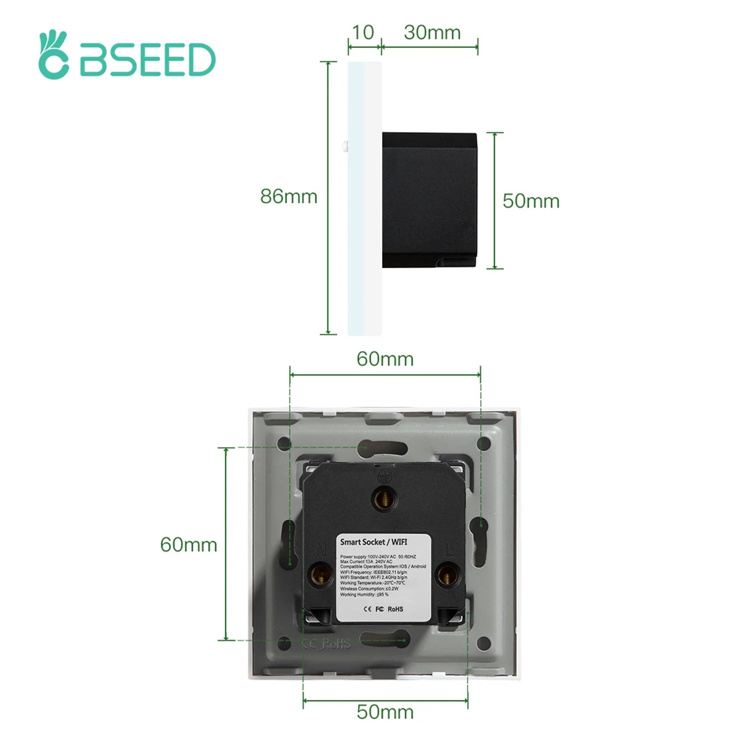 BSEED UK Standard Wall Socket Wifi